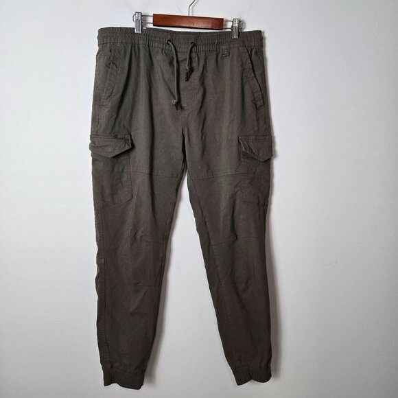 Projek Raw Men's Size L XAVIER Moss Solid Bungee Cargo Jogger Canvas Utility - Picture 1 of 10